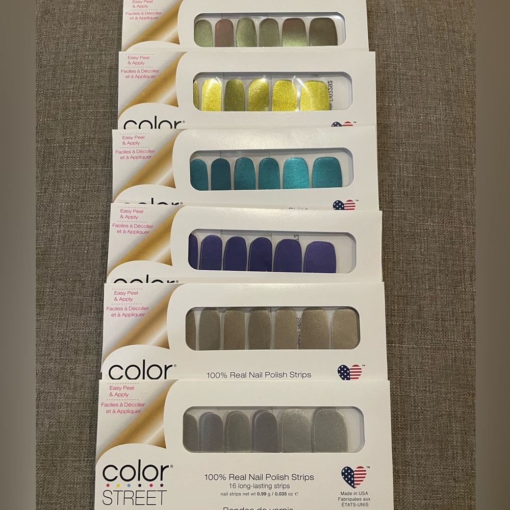 Color Street nail polish, 6 exclusive METALLIC/CHROME colors, Brand new, sealed
